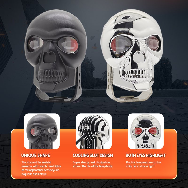 Motorcycle LED Light Skull 60W White Red Electric Vehicle Fog Light Spotlight for Motorbike ATV Bicycle Motorcycle Accessories