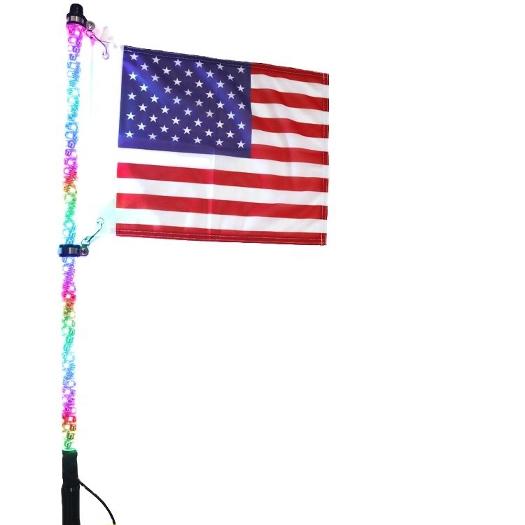 Factory Sell LED Whip Lights With Remote/APP Control With RGB/Chase/Dance Color Led Antenna Quickly Release Buggy Whip Atv Utv