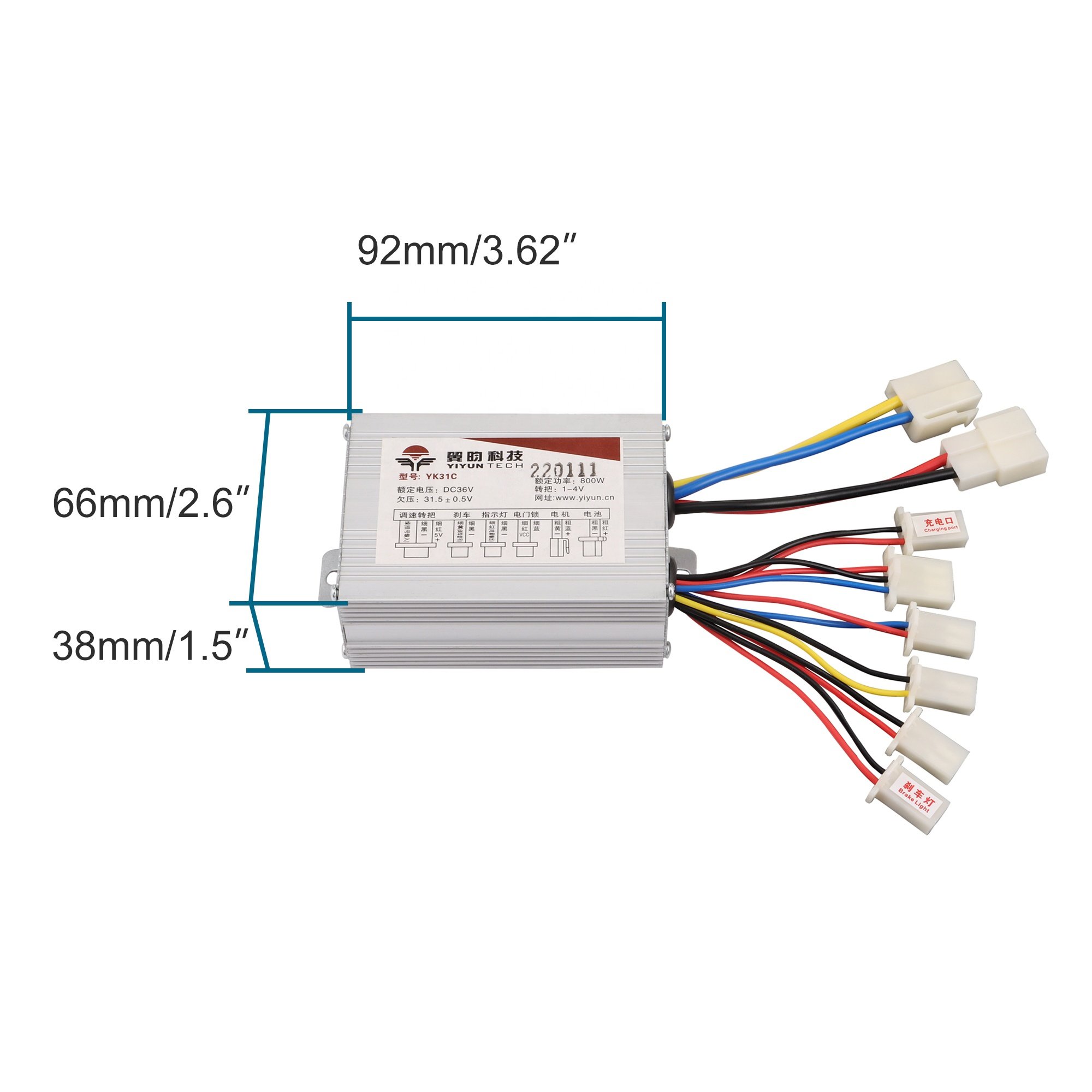 GOOFIT Motorcycle Speed Controller 36V 800W Replacement for Electrical Scooter E Bike Bicycle Tricycle Brush