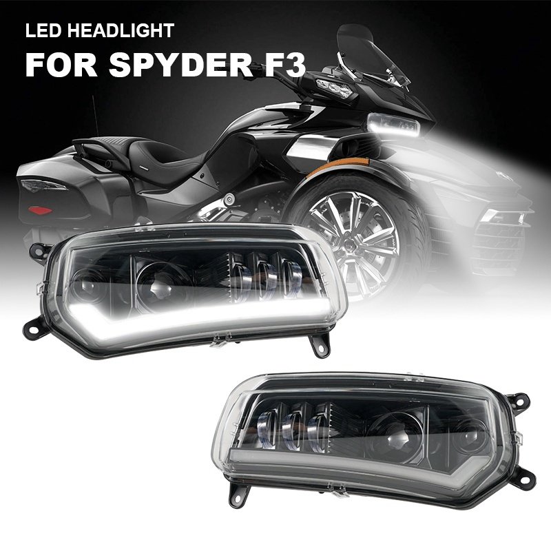 Yongjin for Atv Brp LED Replacement Headlight Assembly with DRL & Turn Signal Integration for Can Am Spyder (Set of 2)