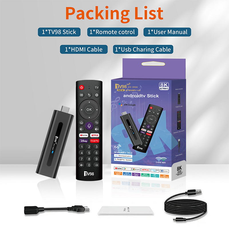 Hot Selling Haoyu TV98 ATV Stick Tv Fire Stick 4k iptv M3u Ultra Hd Firestick Media Player Android Tv Stick