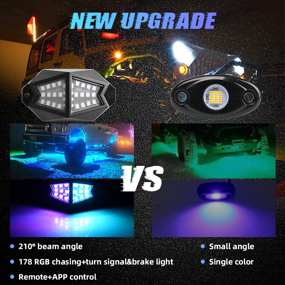 Best Sell APP Remote Control Musical 4 6 8 12 Pods Rock Light RGB RGBW Chasing for Trucks Boats ATV UTV