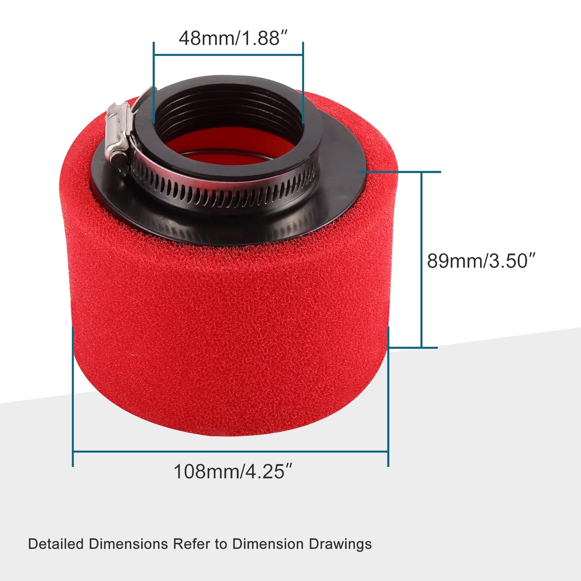 GOOFIT Air Filter 48mm Sponge Foam Replacement for GY6 50cc Motorcycle Scooter Bike Dirt Pit ATV Red
