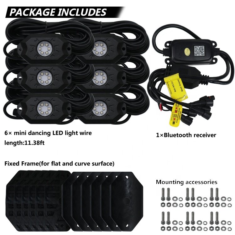 RGB LED Rock Lights Kit, 4 Pods with Bluetooth App Control Flashing Music Mode Wheel Well Light for Truck ATV UTV RZR SUV