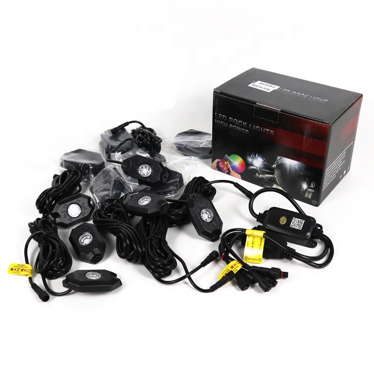 RGB LED Rock Lights Kit, 4 Pods with Bluetooth App Control Flashing Music Mode Wheel Well Light for Truck ATV UTV RZR SUV