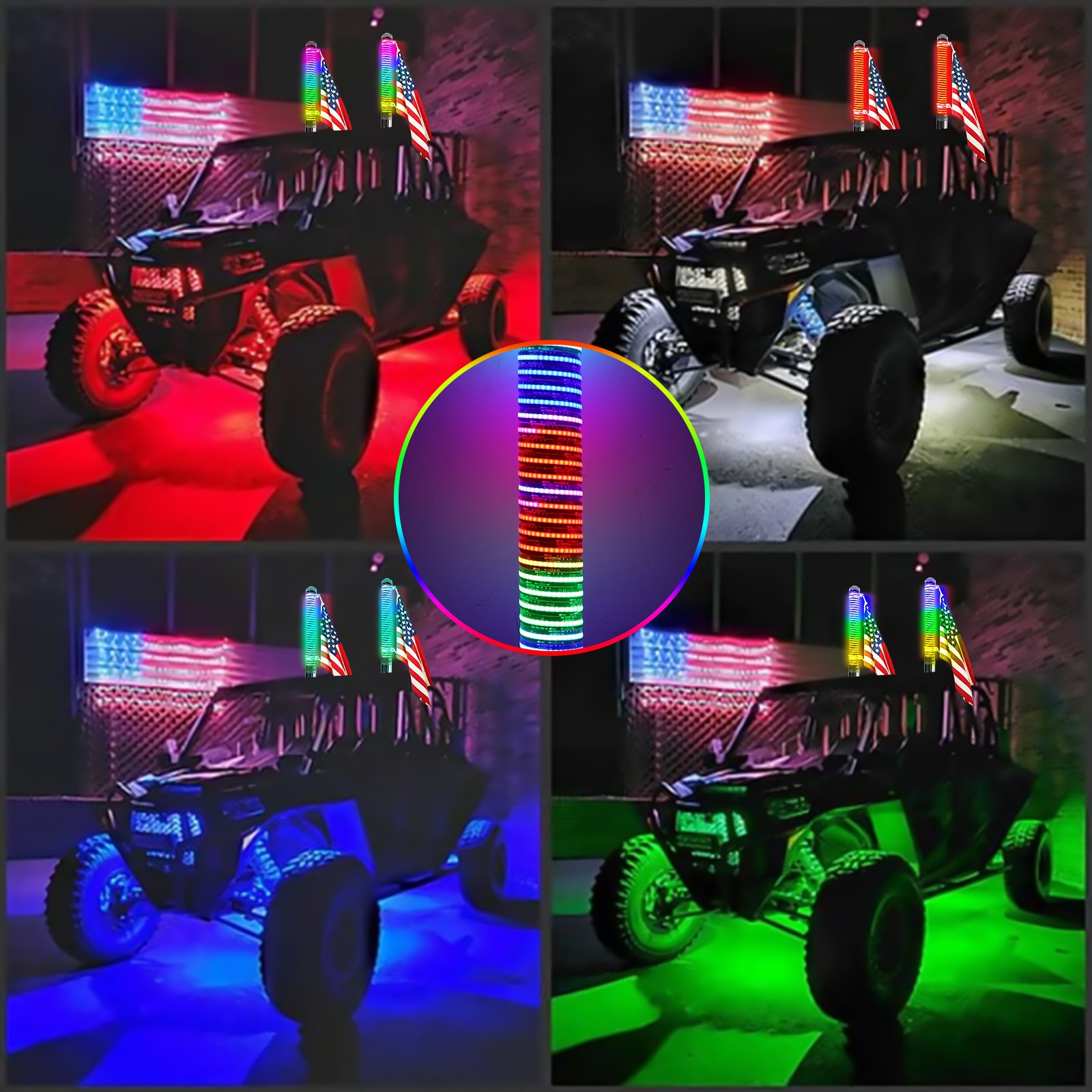UTV COB FAT LED Whip Antenna Light 2.2 Inch Diameter With More LEDs for ATV UTV Buggy Can Am Offraod Trucks Golf Vehicles
