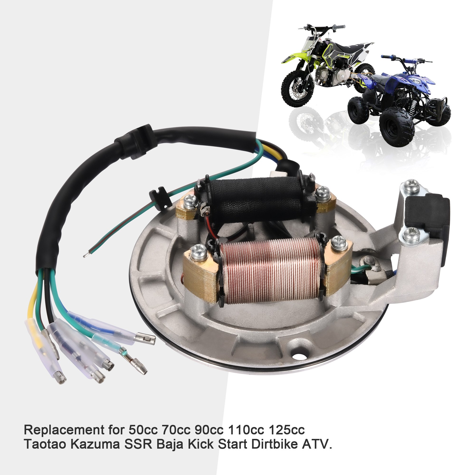 GOOFIT 2 Coil Magneto Stator Replacement for 50cc 70cc 90cc 110cc 125cc Taotao Kazuma SSR Baja Kick Start Dirt Bike ATV