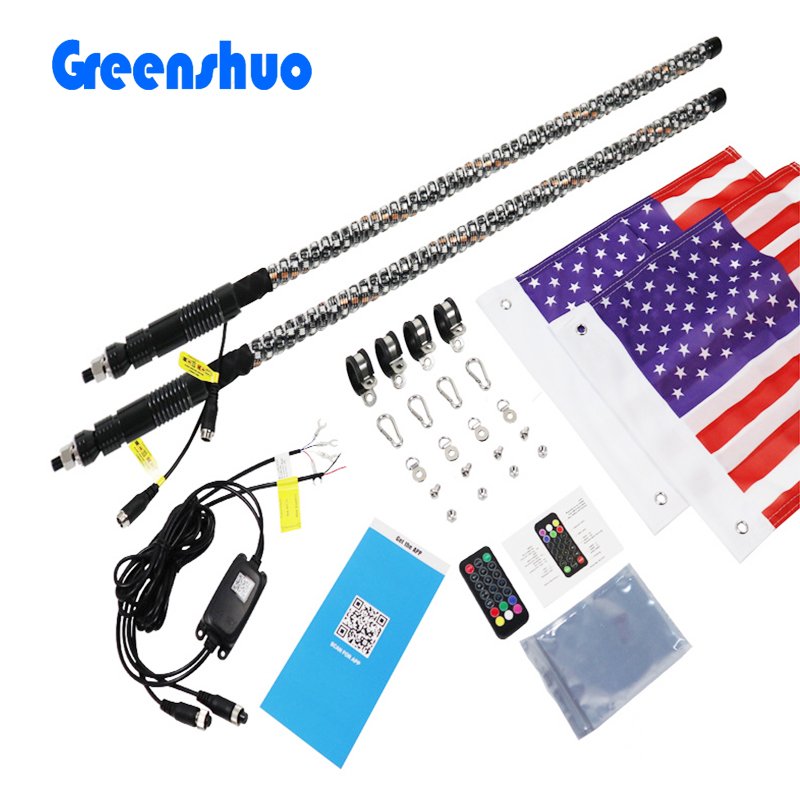 RGB Chasing Offroad Flag 5150 4X4 Led Antenna Light with APP Bluetooth & Remote Control UTV ATV Whip Lights