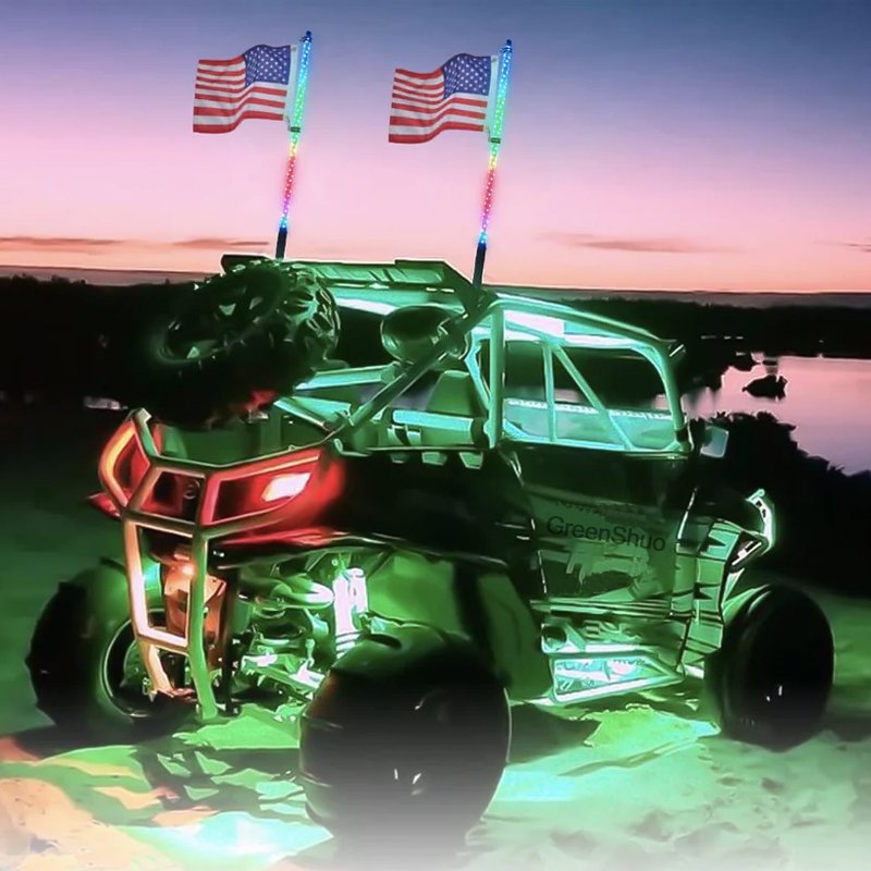 RGB Chasing Offroad Flag 5150 4X4 Led Antenna Light with APP Bluetooth & Remote Control UTV ATV Whip Lights