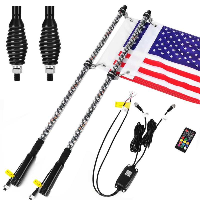 RGB Chasing Offroad Flag 5150 4X4 Led Antenna Light with APP Bluetooth & Remote Control UTV ATV Whip Lights