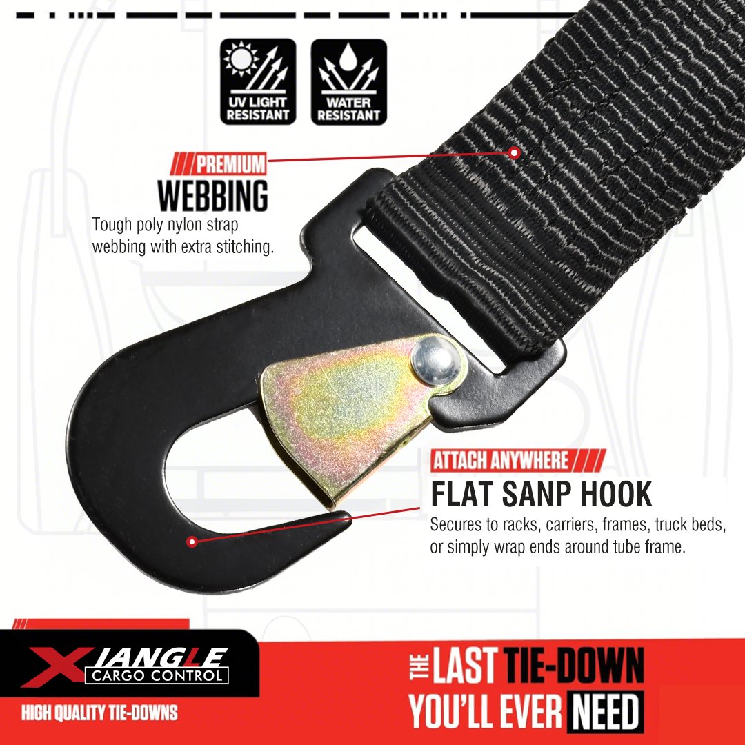 Fully Customized Y Way Strap 3-Point Spare Tire Tie Down Heavy Duty Ratchet Straps for UTV, Off Road Trucks, ATV, Roof Rack