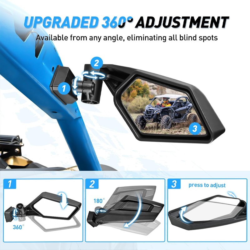 Adjustable Rearview Mirror Universal ATV Rearview Mirror Accessories Side View Mirror for Can Am Maverick X3 Suzuk