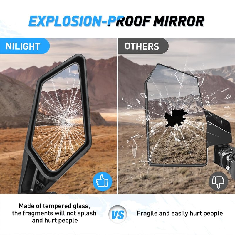 Adjustable Rearview Mirror Universal ATV Rearview Mirror Accessories Side View Mirror for Can Am Maverick X3 Suzuk