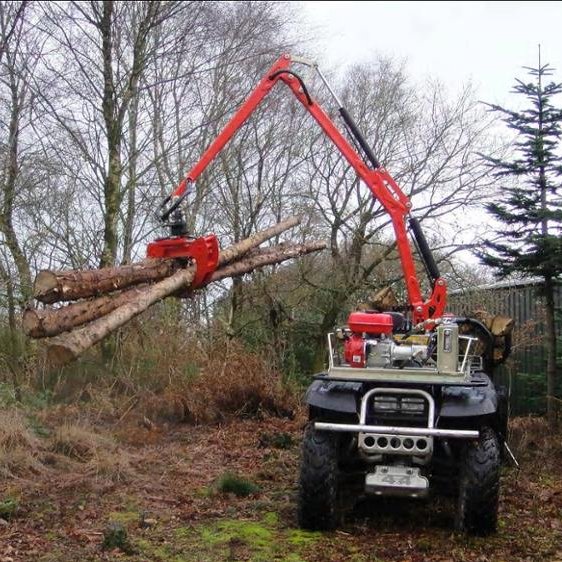 ATV 1.5 Tons Timber Trailer With Crane Hydraulic Log Loader with Grapple Firewood Trailer TTC03T