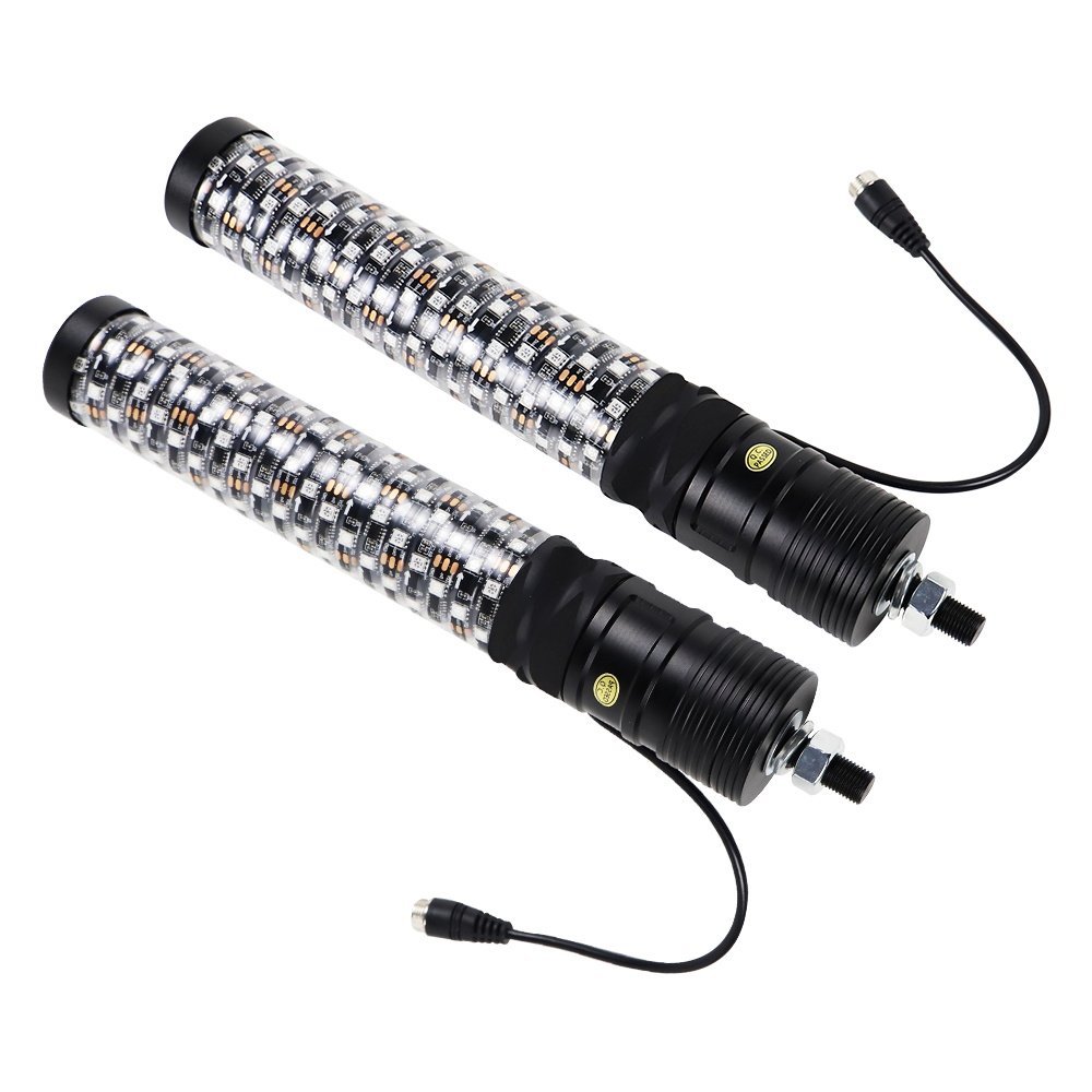 2PCS 1FT Spiral LED Fat Whip Light RGB Chasing Antenna Lighted Whips for UTV ATV Can-am X3 RZR