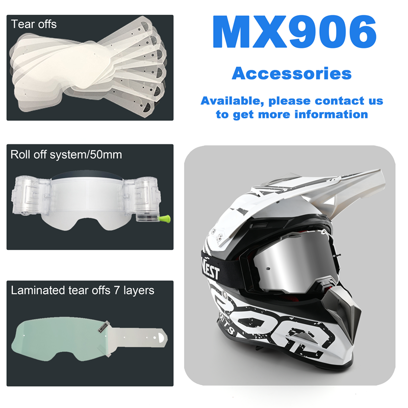 VEST MX906 Motocross Goggles Factory Wholesale Custom MX Motorcycle Goggles Laminated Tear Offs Roll Off Moto Goggles Glasses