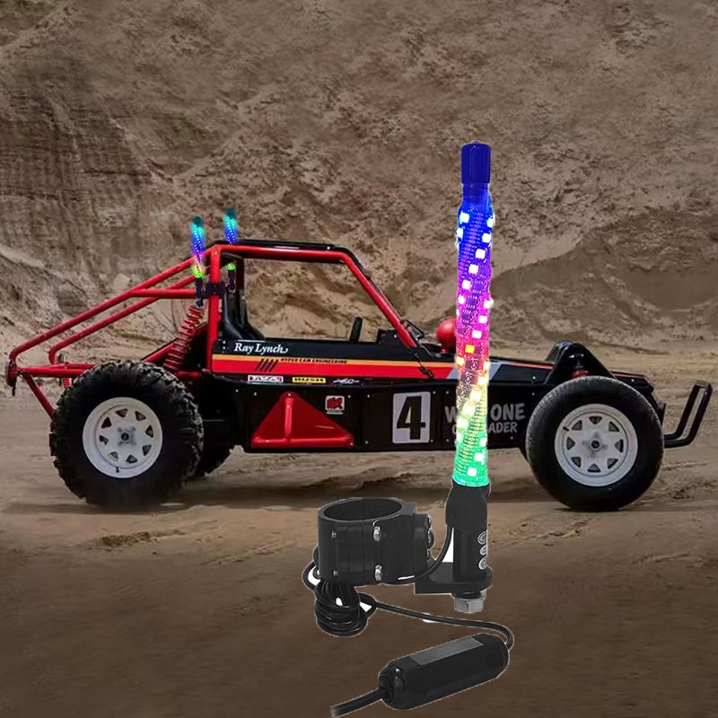 Custom 2FT 3FT 4FT 5FT RGB Chasing Dancing Antenna LED Whip Whips Light with Remote Control for UTV ATV