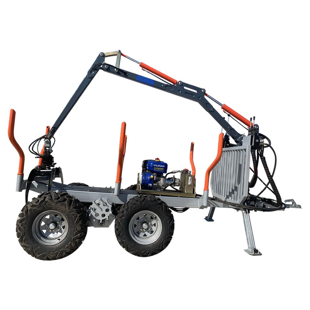 RIMA Timber Trailer Log Crane with Grapple Rotator Forestry Machinery Sale Price Log Handling Cranes Atv Timber Wood Trailer