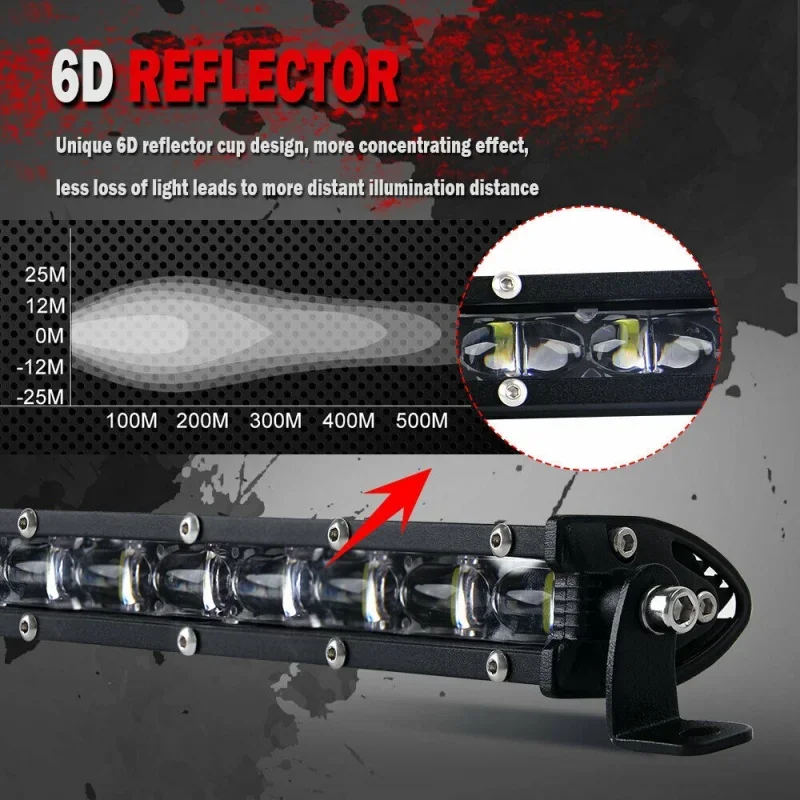 8 14 20 26 32 42 52 Inch 6D Ultra Slim Car LED Work Light Bar Driving Fog Lamp for Off Road 4x4 Motorcycle Truck SUV ATV Tractor