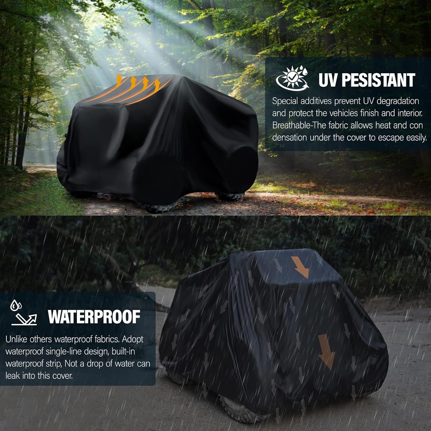 Waterproof Snow Rain or Sun Weather Proof Outdoor UV Protection Quad Bike Cover Fits Most ATV Vehicles
