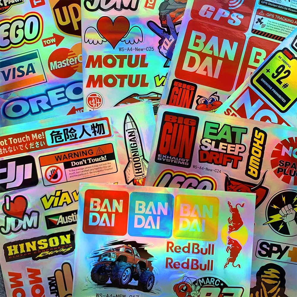Laser Rainbow Motorcycle BIKE CAR UNIT SCOOTER DECALS Waterproof PVC Motor Stickers for YAMAHA Tmax Xmax Honda HRC CBR