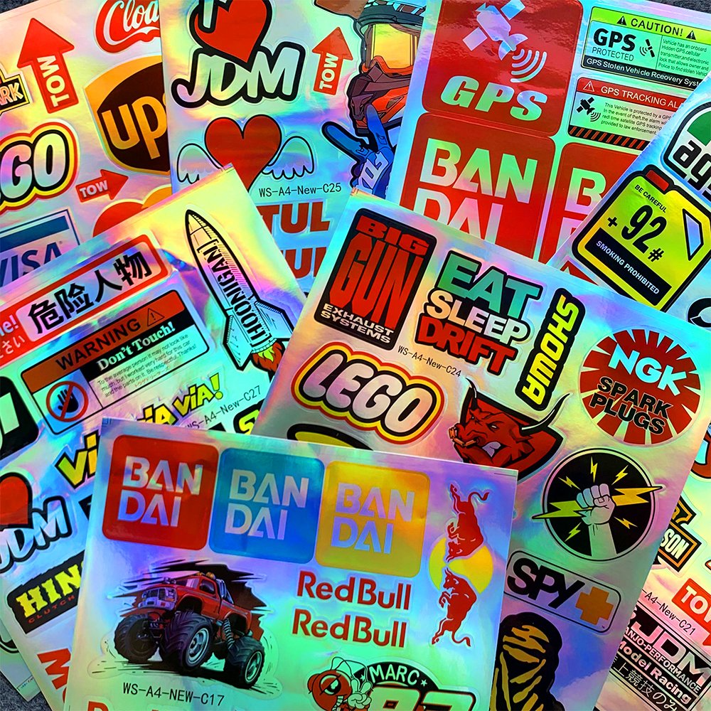 Laser Rainbow Motorcycle BIKE CAR UNIT SCOOTER DECALS Waterproof PVC Motor Stickers for YAMAHA Tmax Xmax Honda HRC CBR