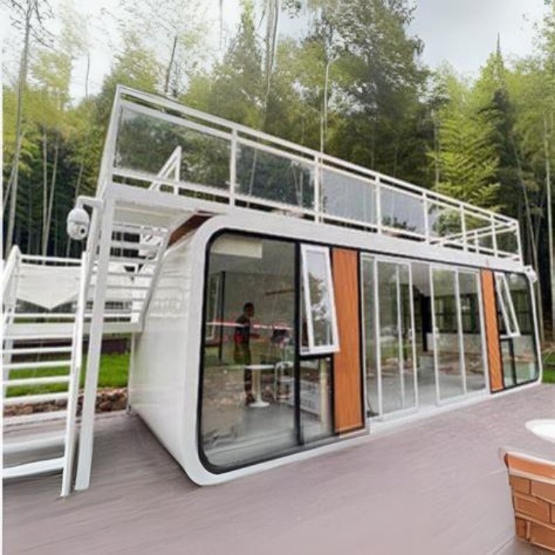 FMX Quick Expandable Container ATV Cabin House With Glass Prefabricated Steel Home Featuring Sandwich Panel For Hotels