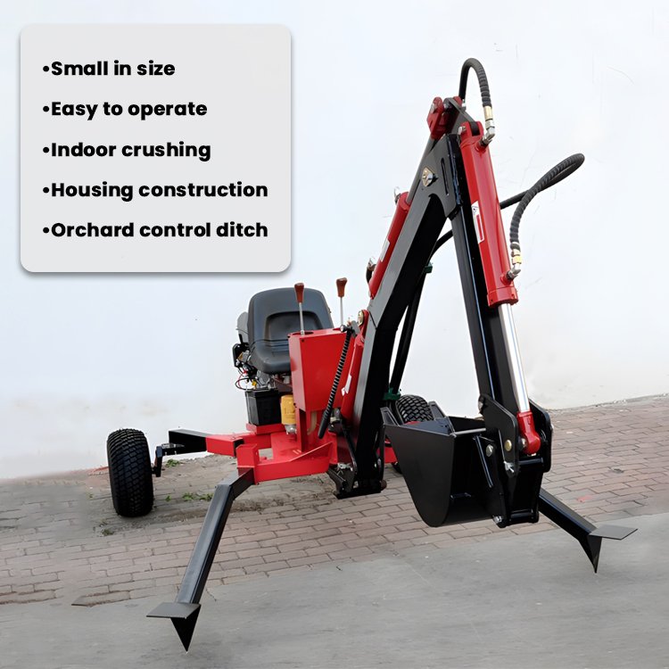 Small Backhoe Mobile Mini Excavator Farm ATV Towable Backhoe