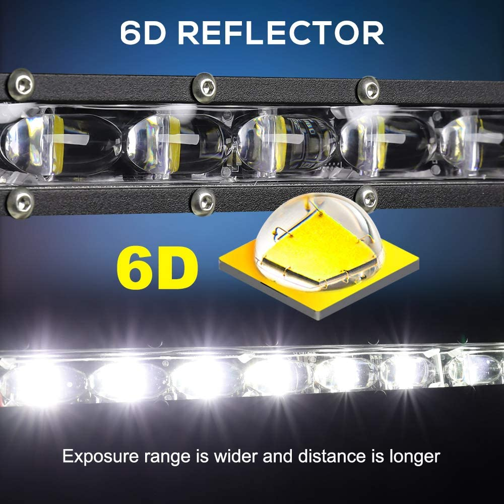 Single Row LED Light Bar 7 Inch 18W Slim Light Bar Off Road Driving Work Lights with 6D Lens for Truck Car Cabin Boat ATV UTV