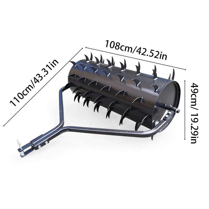 RCM Drum Spike Aerator with Pin Style Hitch and Lawn Roller Construction for Lawn ATV Spike Aerator