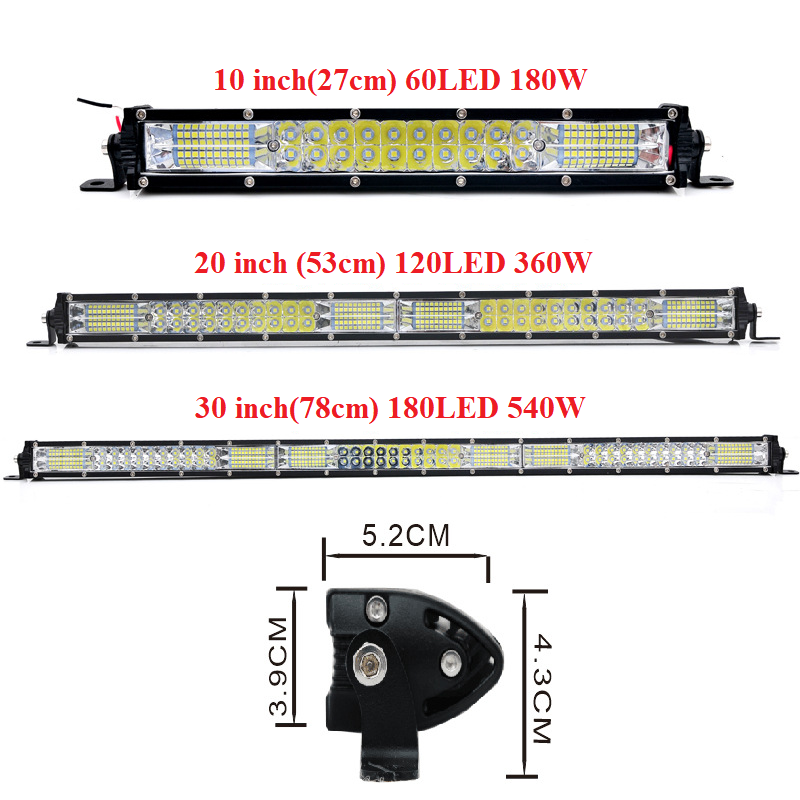Ultra Slim 60 120 Leds Light Bar 10 20 Inch Driving Work Lamp 180W 360W Headlight for 4X4 Offroad SUV ATV RV Tractor Combo Beam