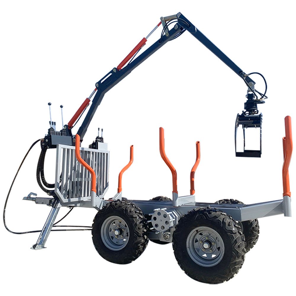 1.5ton / 2 Ton Logging Loader with Crane for Tractor / ATV ; Light and Powerful Forestry Trailer for Compact Tractors