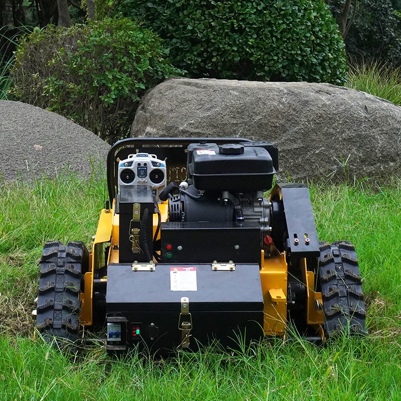 Factory Price Smart 9HP Gasoline Engine Cordless Lawn Mower 24V Remote Control Crawler Flail CE Certified