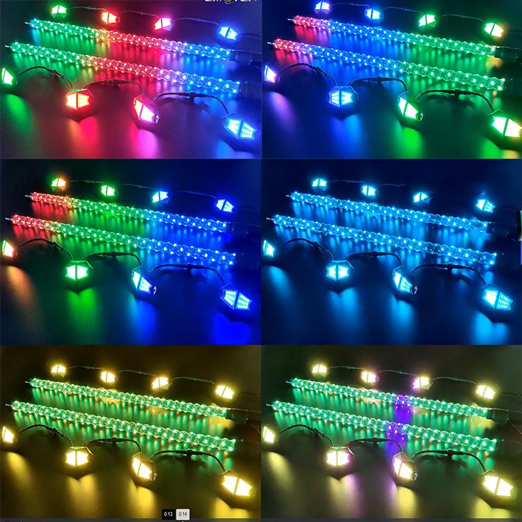 Music Active LED Whip 3ft 4ft and Rock Light Kit 4 8 12 Pods Kit for Polaris RZR Can Am UTV ATV Buggy APP Control Whip