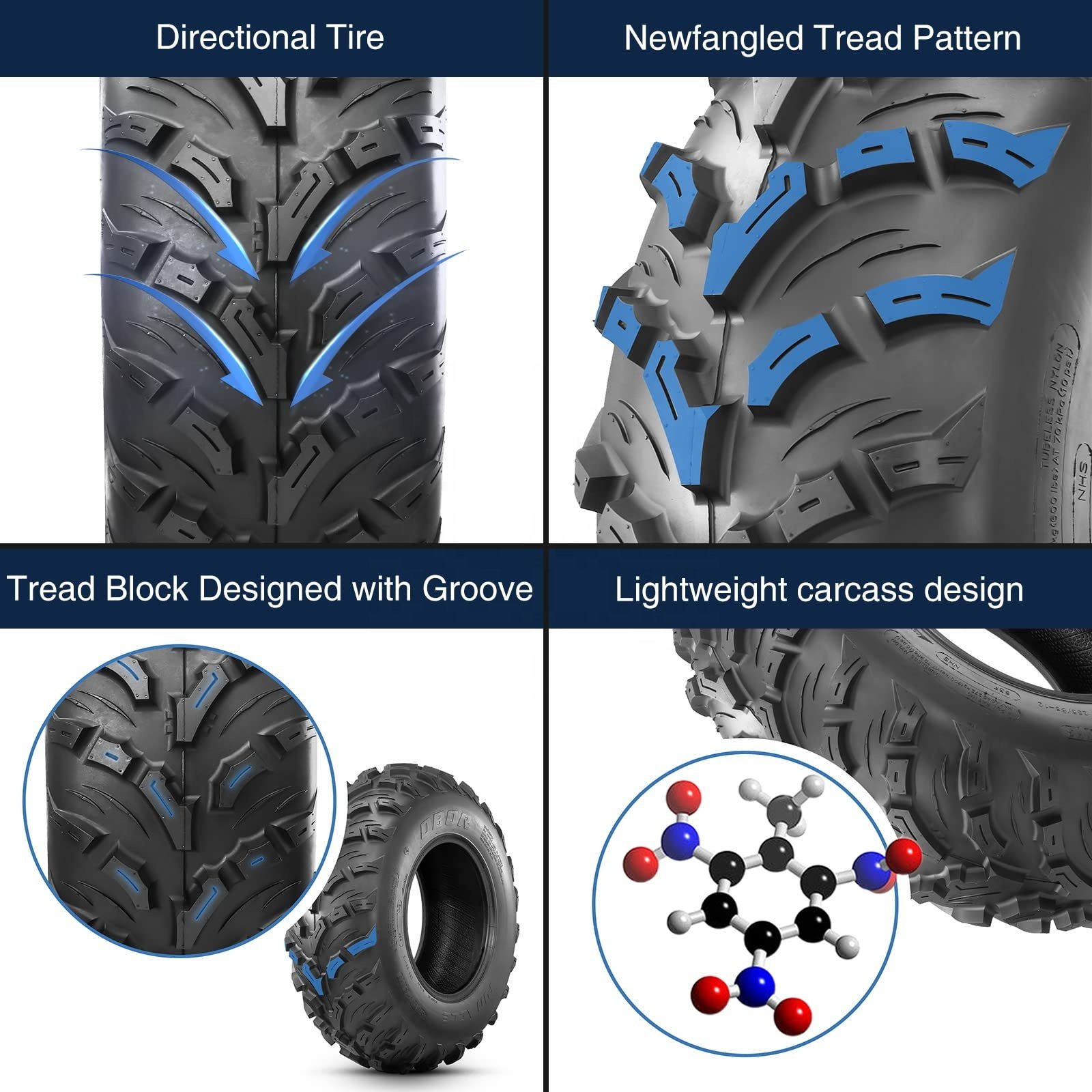 KTA&OBOR PINACLE High Quality 25X8-12 25X10-12 28X9-R14 28X11-R14 Quad Bikes Yamaha Grizzly 700 Tubeless ATV and UTV Tires