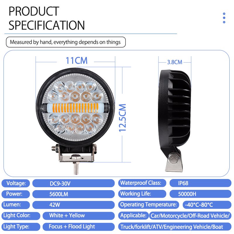 LED Lamp 4 Inch LED Light Bar 42W Offroad Spotlight Led Work Light for Truck Car Boat Tractor 4x4 ATV Headlights Accessories