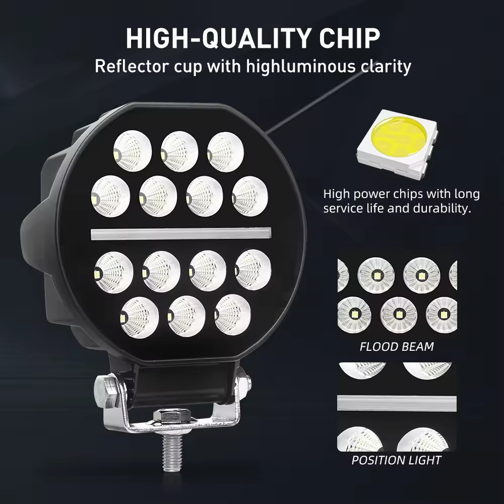 5 Inch Round Led Work Driving Light With DRL Position Spotlight 42W 14LED 4x4 Off-road Truck Tractor Suv Led Work Light 12V 24V