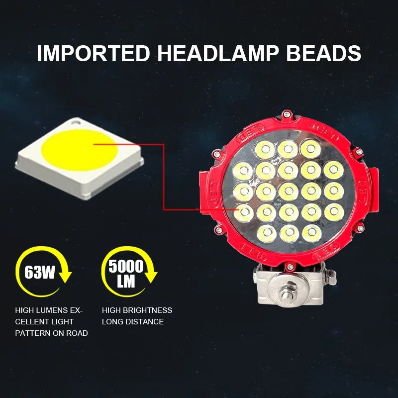ESPUMOSO 63W Spotlight Working Lamp Bars Off Road Led Work Light SUV Boat ATV Lamp