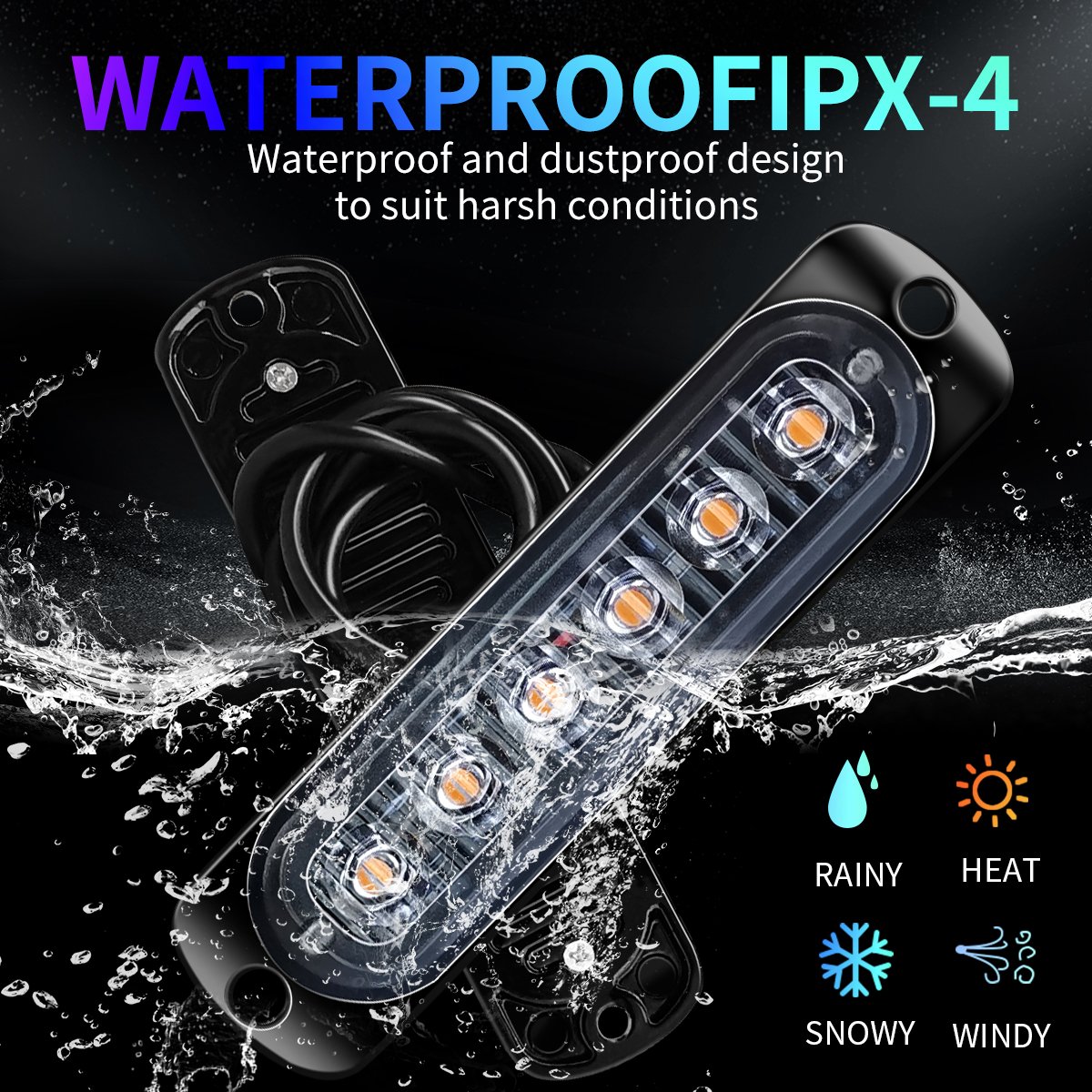 6 LED Strobe Warning Emergency Flashing Light Caution Construction Hazard Light Bar for Truck Van Off Road ATV SUV Surface Mount