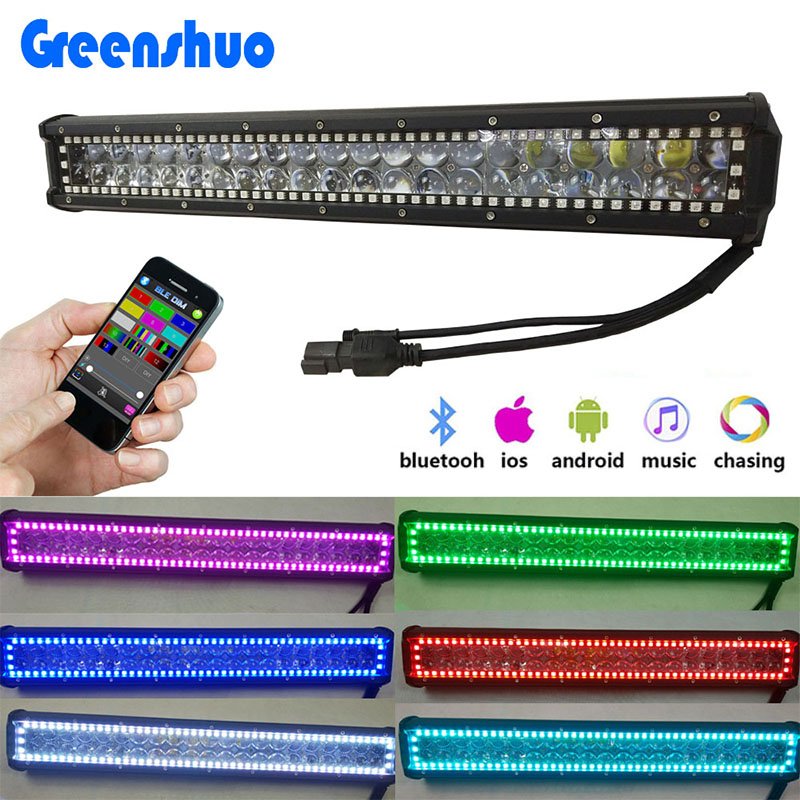 Greenshuo Chasing Halo Multi Color 126w 20 Inch RGB Led Light Bar for Pickup Atv Utv Truck Off-road 4x4