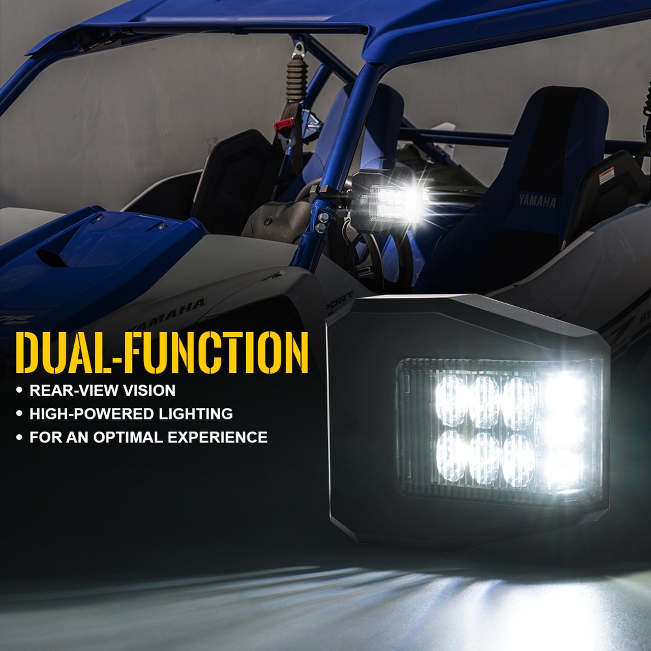 Offroad UTV/ATV Side Mirrors With 1.5-2.5 Inch Clamps, Lighting with LED ,Aluminum Housing,Can-Am Maverick X3 Polaris RZR