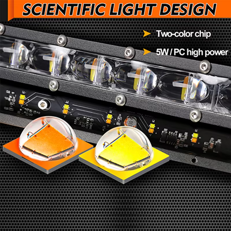 8 14 20 26 32 Inch Single Row 6D Dual Color Car LED Work Light Bar White Yellow Strobe Fog Light for Truck Off Road 4x4 ATV SUV