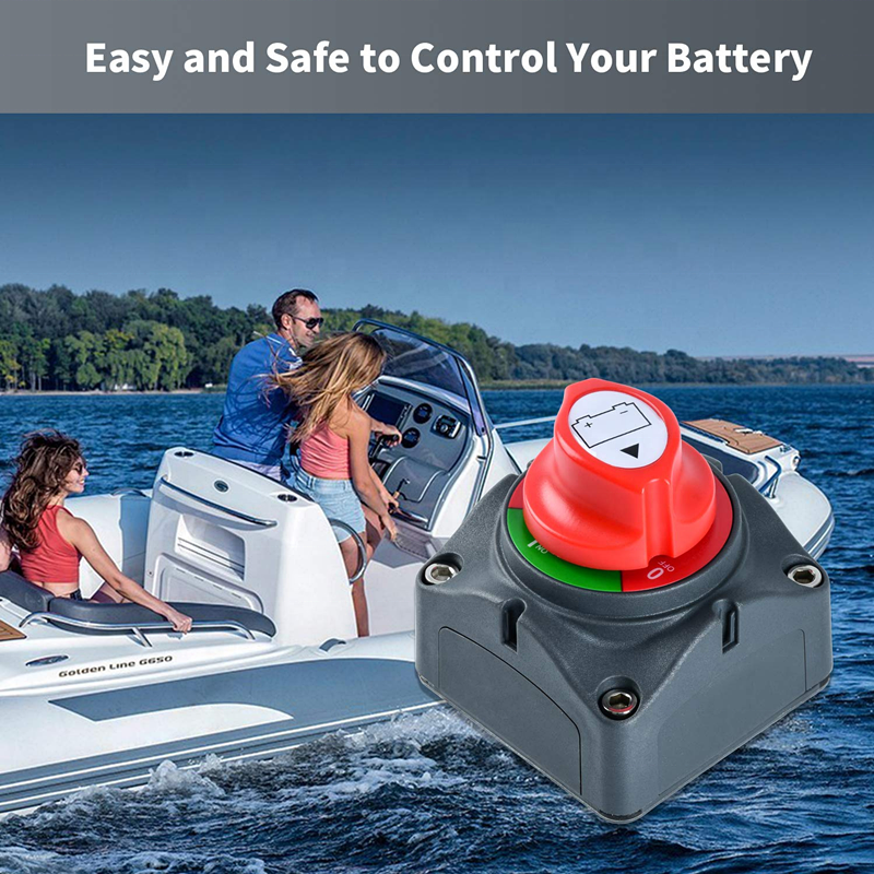 Battery Switch, 12V 24V 48V Battery Disconnect Master Cutoff Switch for Marine Boat RV ATV UTV Vehicles, Waterproof Heavy Duty