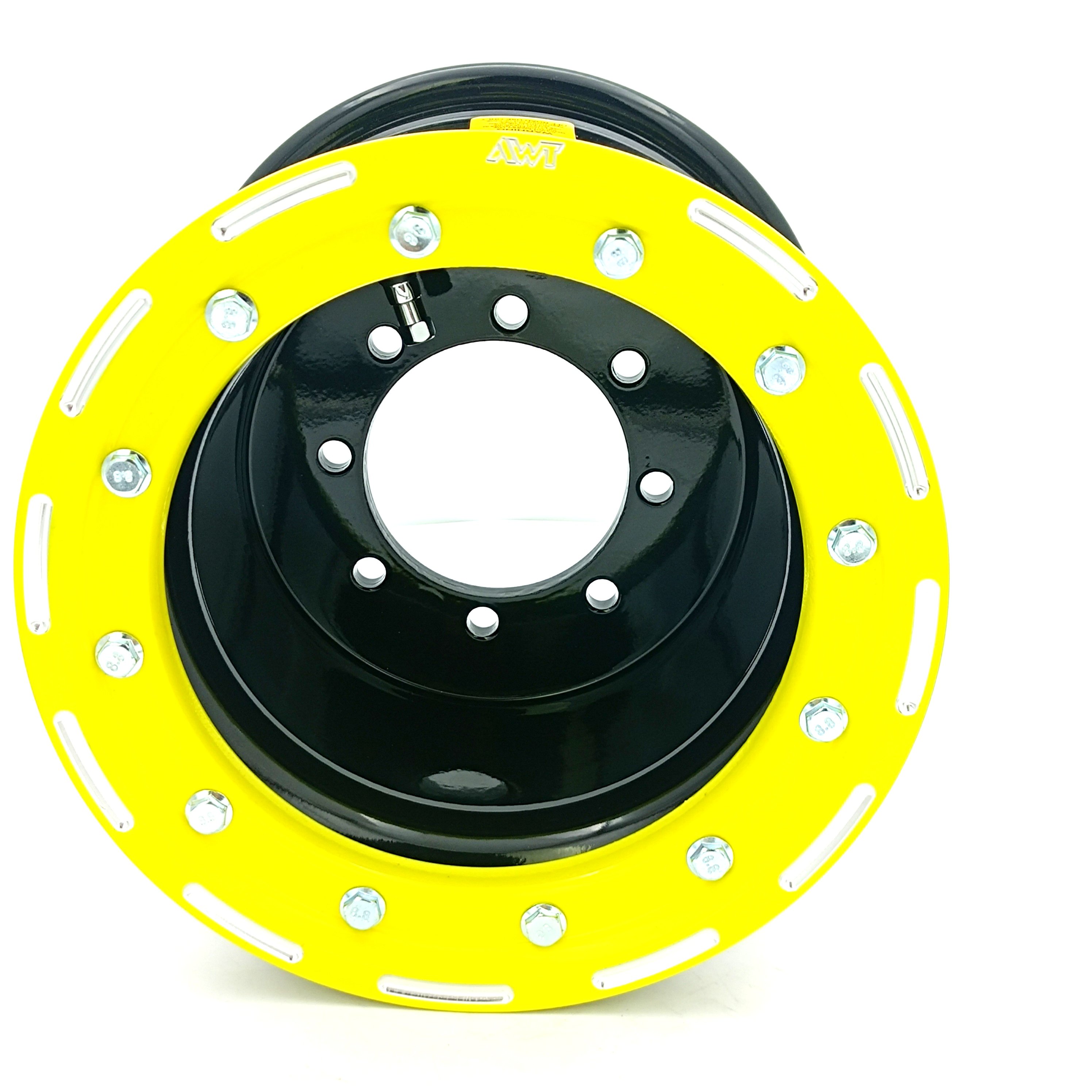 ATV UTV Raptor 700 Banshee 350 YFZ450 450r LTZ400 9X8 Aluminum Racing Beadlock Rims Wheel With Milled Fluorescent Yellow Ring