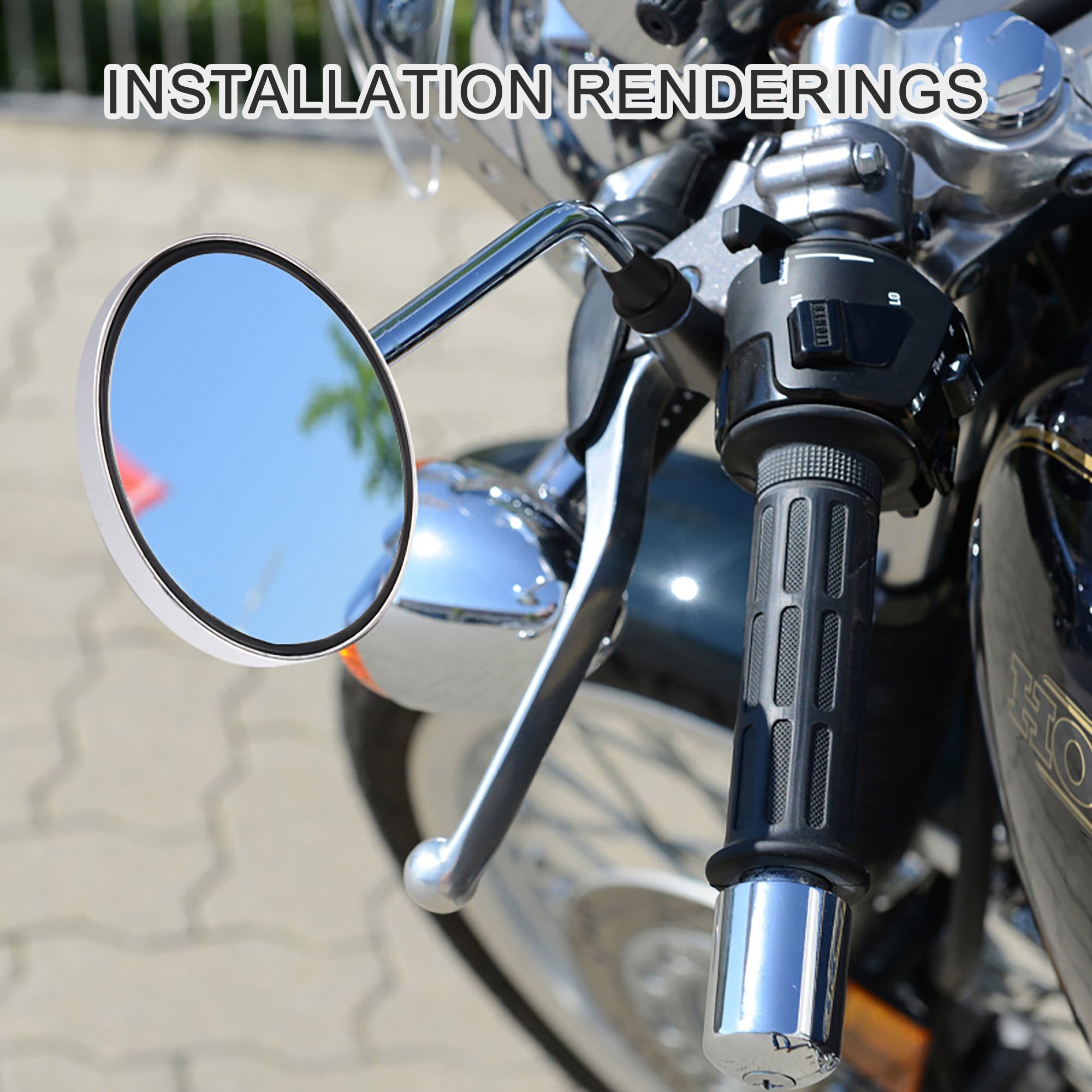 GOOFIT 8MM Thread Round Motorcycle Rearview Mirror Replacement for 50cc 70cc 90cc 110cc 125cc 150cc 200cc 250cc ATV Scooter