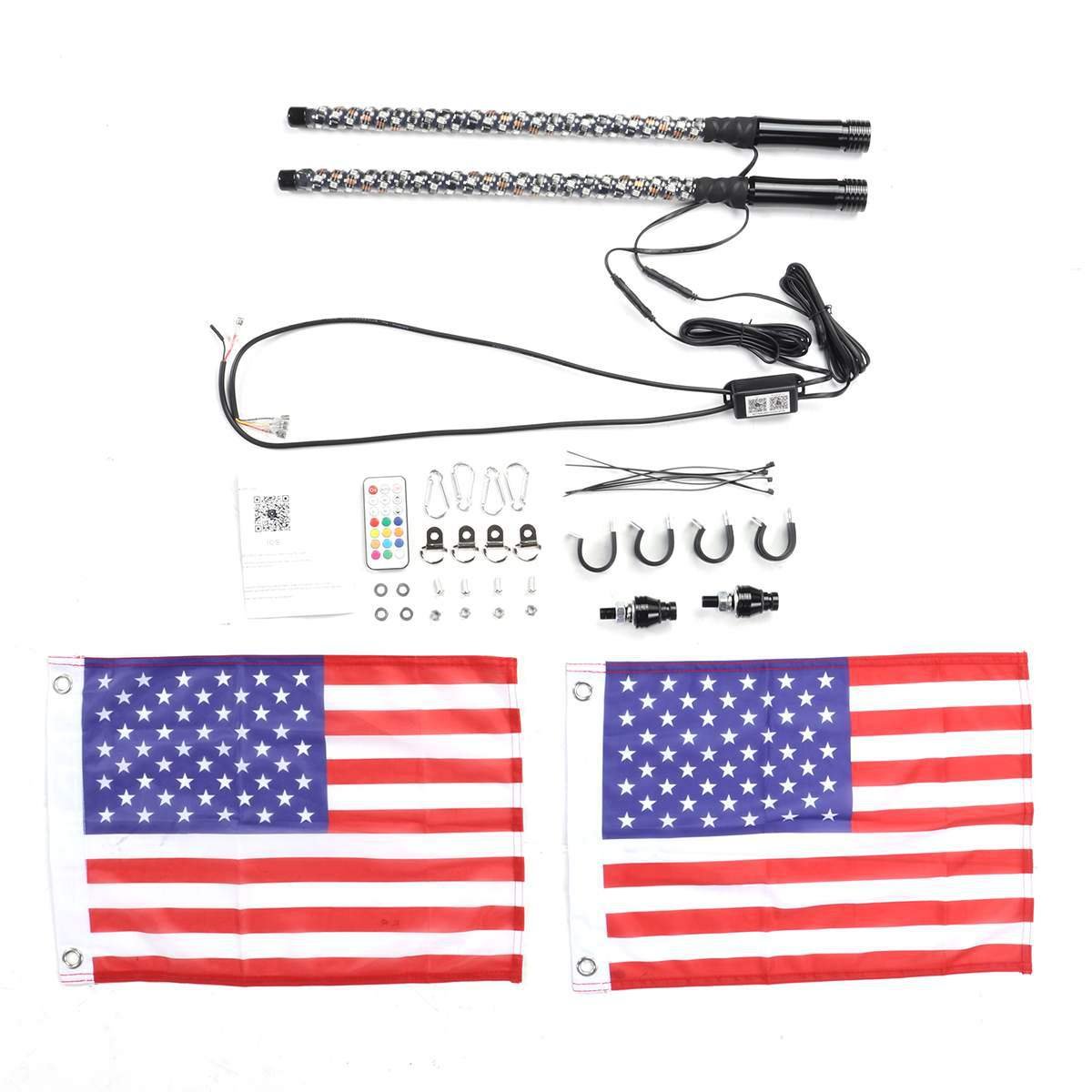 LW Mining Buggy Led Whip Lights Remote Control Whip Led Antennas Safety 360 Rgb Spiral Light Whip for Atv Utv Truck Motorcycle