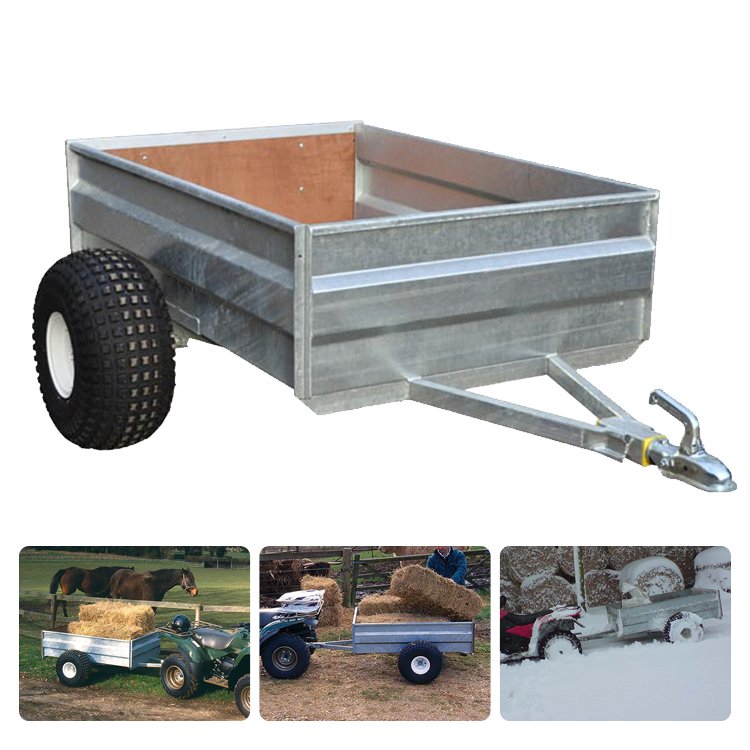 Heavy Duty Steel ATV Dump Trailer Tow Behind Dump Cart Garden Trailer with Removable Sides and 2 Tires, Tractors