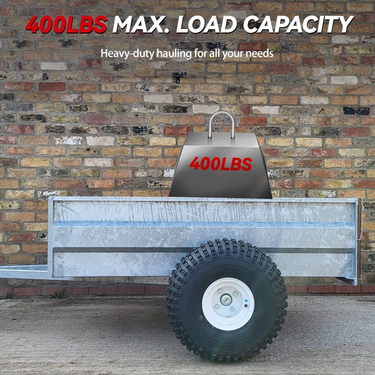 Heavy Duty Steel ATV Dump Trailer Tow Behind Dump Cart Garden Trailer with Removable Sides and 2 Tires, Tractors