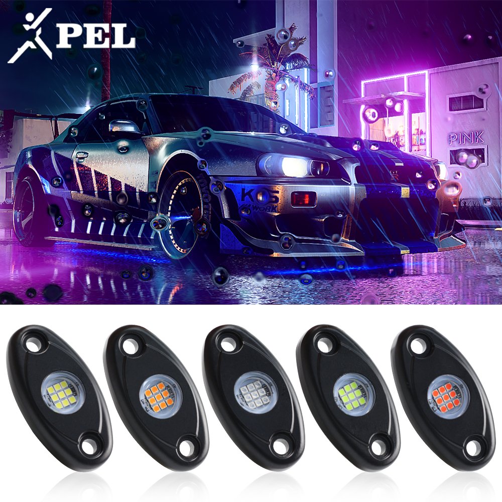PEL 6000K Underglow Pure White Rock Lights for Truck SUV UTV ATV J-eep Offroad Car Boat Rock Lights White Underbody