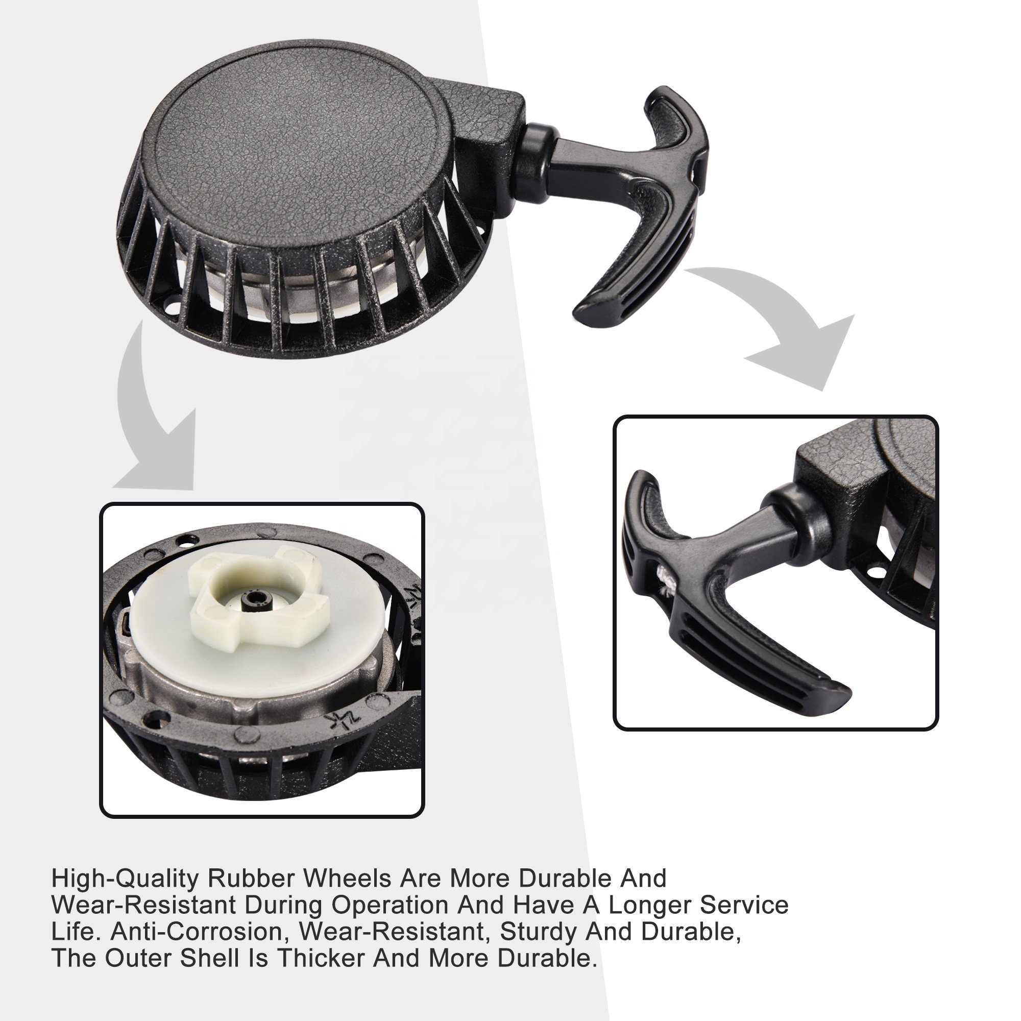 GOOFIT Black Pull Start Recoil Starter Assembly Replacement for 2 Stroke 43cc 47cc 49cc Pocket Bike Brush Cutter ATV Mini Dirt